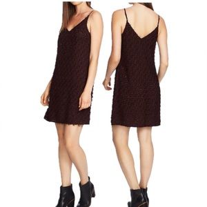 1.STATE Eggplant/Maroon Fringe Slip Mini Dress